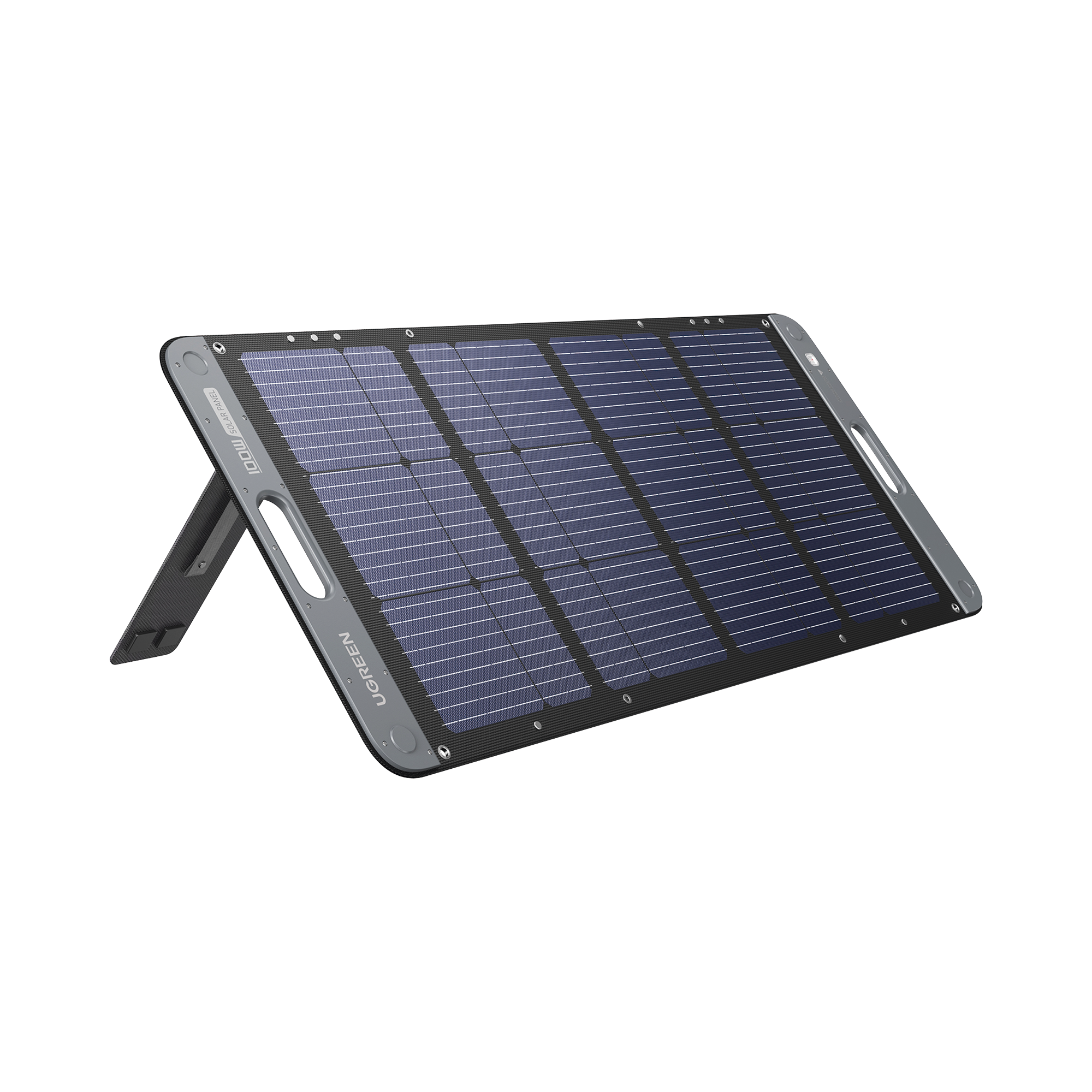 Panel Solar Plegable 100W / Recomendado para el Power Station Portable de 600W UGREEN / Alta Eficiencia de Conversión / Alineación Inteligente de la Luz Solar / Resistente Al Agua Y Duradero / Incluye Cable XT60 Macho a Macho 2m.