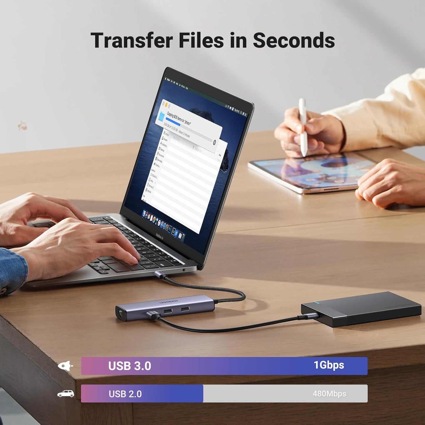 HUB USB-C (Docking Revodok) 6 en 1 | 3 Puertos USB-A 3.0 (5 Gbps) | USB-C PD 100W | HDMI 4K@30Hz | Entrada 1 RJ45 (Gigabit Ethernet) | Chip de Última Generación | Potente Disipación de Calor | Caja de Aluminio.