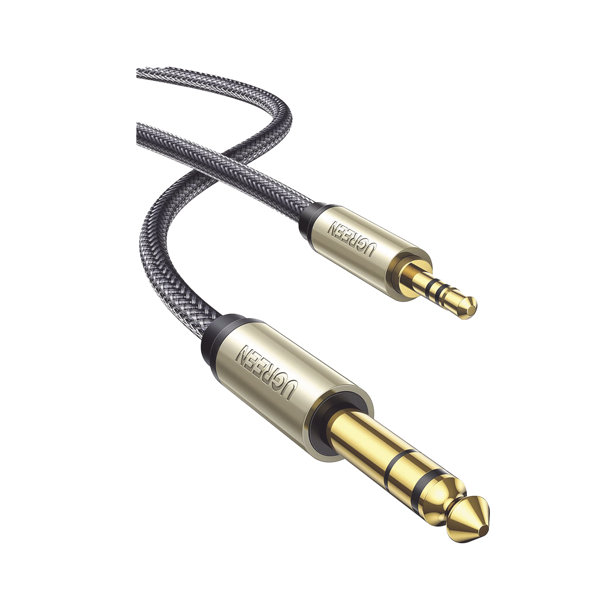 Cable Audio Estéreo 3.5mm (1/8") TRS a 6.35mm (1/4") TS / 1 Metro / Audio de Hi-Fi / Trenza de Nylon / Blindaje Múltiple / Caja de Aleación Zinc / Núcleo de Cobre Puro / Compatibilidad Universal