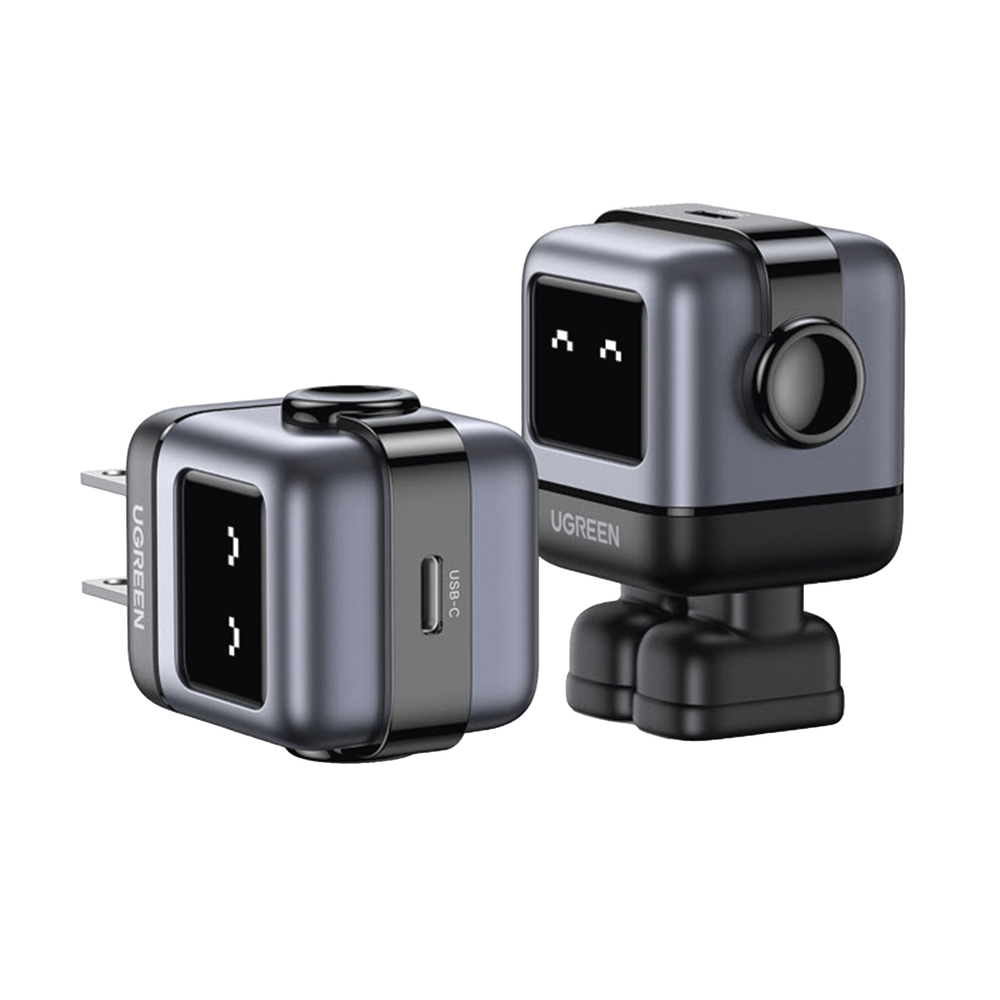 Cargador Mini GaNRobot 30W serie Nexode | 1 USB-C de Carga Rápida | Tecnología GaN II | Multiprotocolo PD/QC/SCP/FCA | Carga Inteligente | Pantalla LED | Zapato Magnético Extraíble | Thermal Guard | Color Negro.