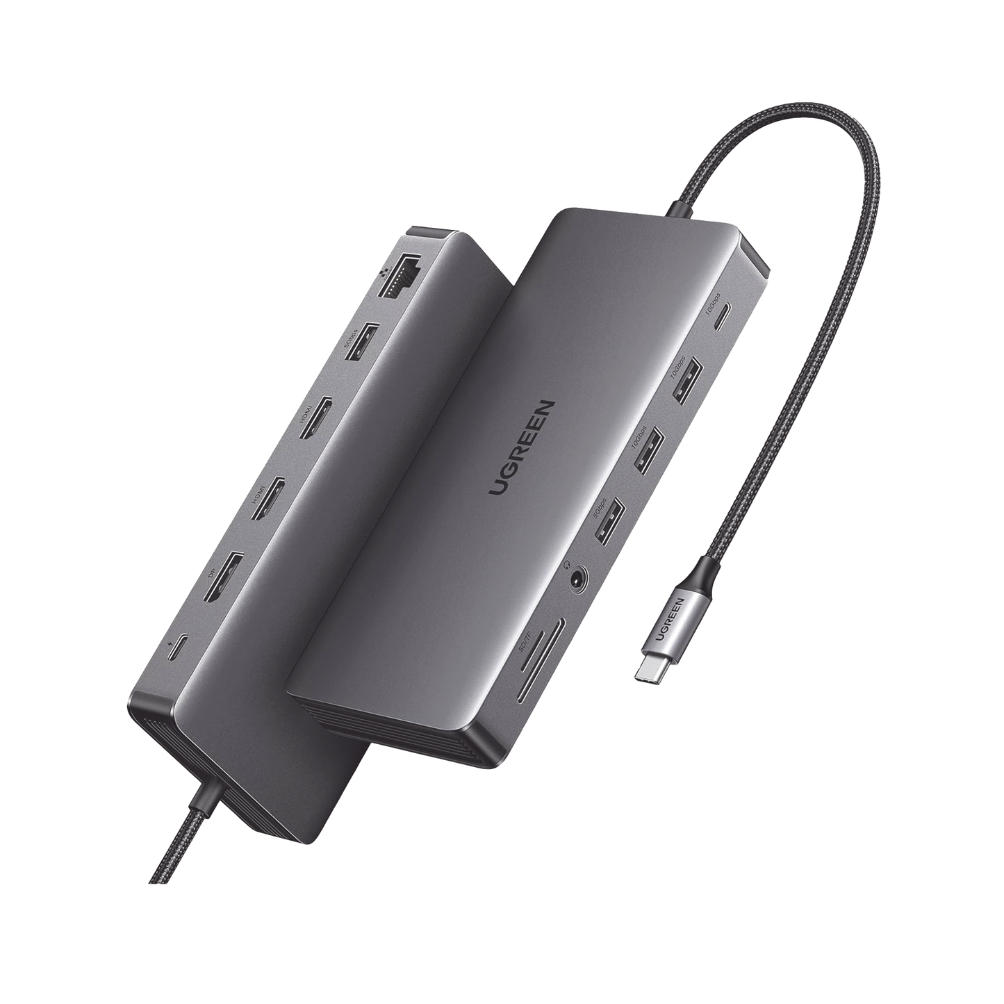 HUB USB-C (Docking Revodok Pro 313) 13 en 1 | 2 HDMI 4K@60Hz | 1 DP 4K@60Hz | USB-C 3.2 (10Gbps) | 2 USB-A 3.2 (10Gbps) | 2 USB-A 3.0 (5Gbps) | USB-C PD Carga 100W | RJ45 (Gigabit Ethernet) | SD + Micro SD (TF) Simultáneo | Jack Audio 3.5mm.