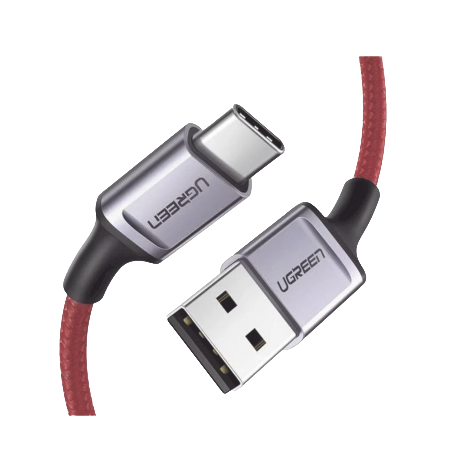 Cable USB-A a USB-C | 1 Metro | Protección Integrada | Carga Rápida | QC 4.0/3.0/2.0 | FPC | AFC | Transferencia de datos de 480 Mbps | Caja de Aluminio | Nylon Trenzado | Color Rojo | 2 años de Garantía.