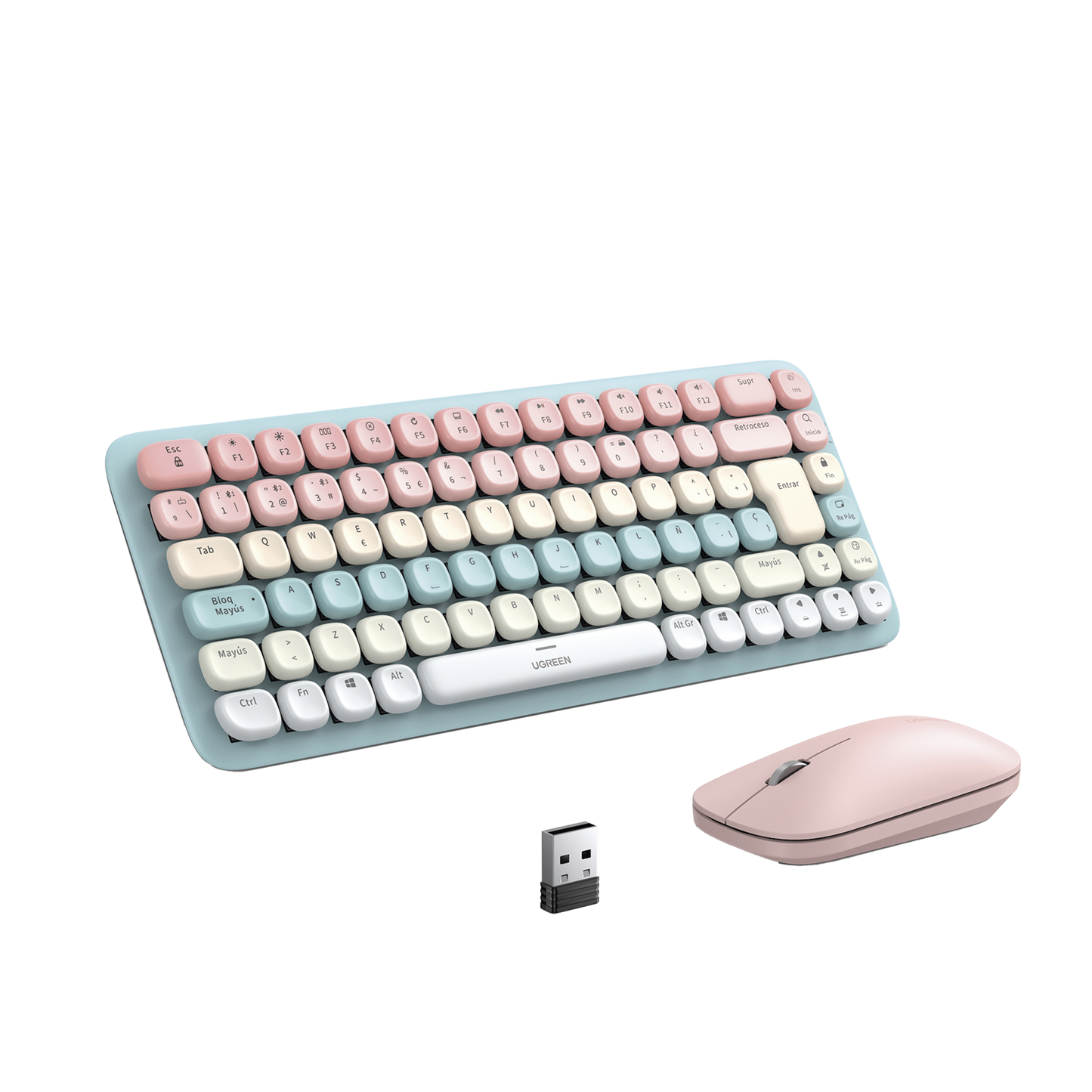 PAQUETE DE TECLADO Y MOUSE INALÁMBRICO UGREEN ROSA