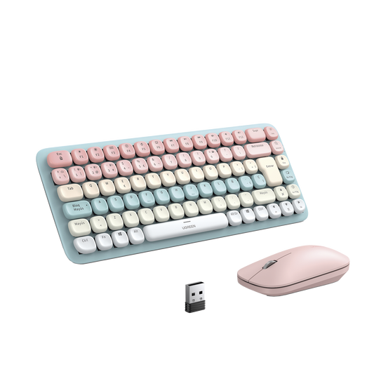 PAQUETE DE TECLADO Y MOUSE INALÁMBRICO UGREEN ROSA