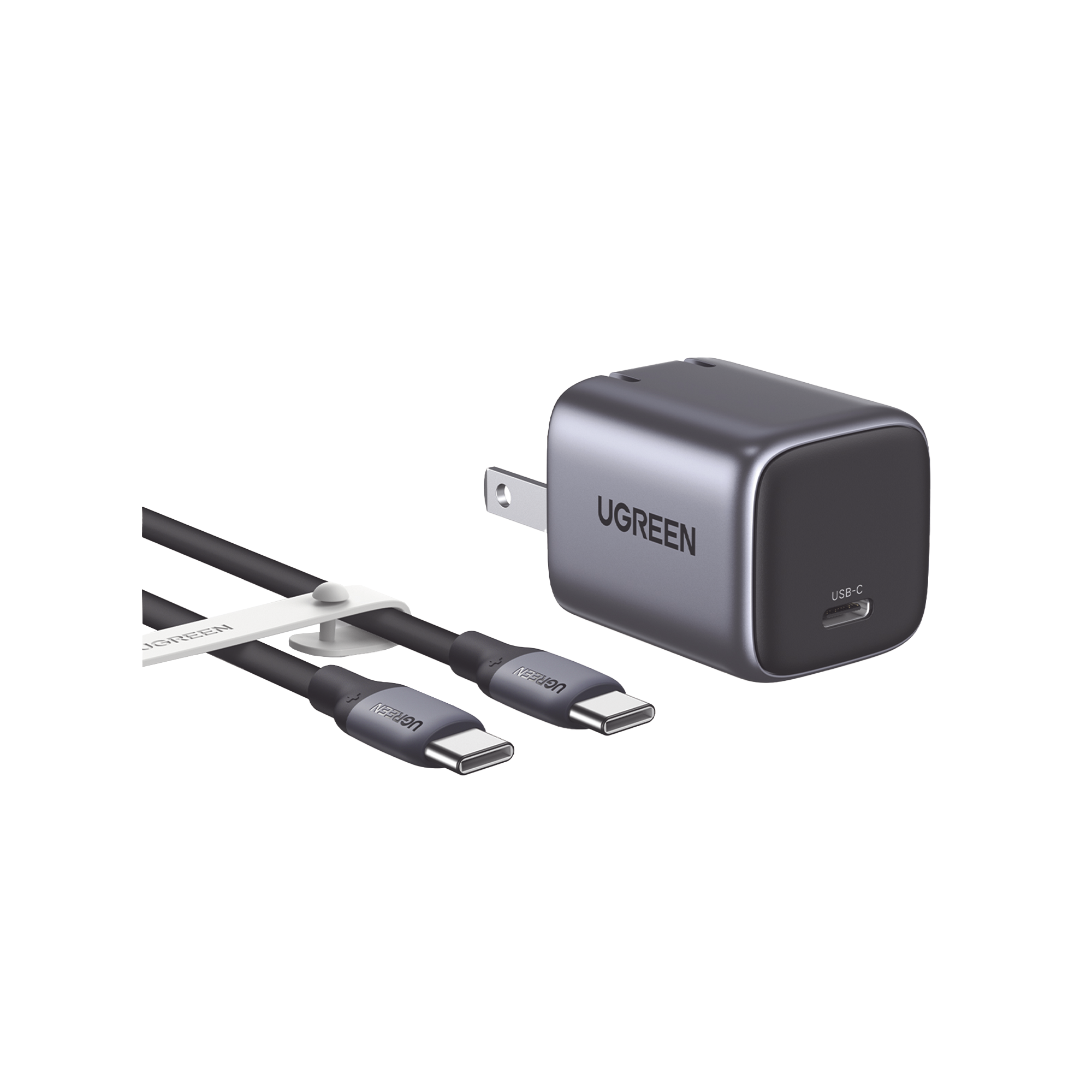 Combo Cargador Nexode Mini 30W PD GaN Tech + Cable USB-C 60W | Tecnología Inteligente | Carga Rápida | Carcasa Ignifuga | Cable de 1 Metro | Carcasa de Aluminio | Nylon Trenzado.