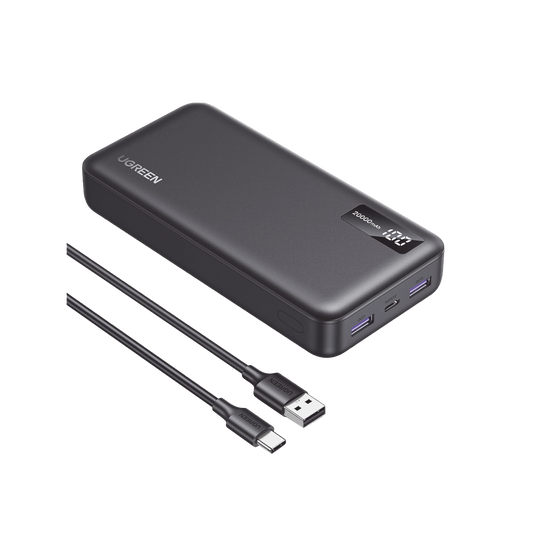 Power Bank 20000mAh | 22.5W | 1 USB-C | 2 USB-A | PD3.0 | QC4.0/3.0/2.0 | FPC | AFC | SPC | PPS | Carga 3 veces más Rápido | Protección Integrada| Material Ignifugo | UL94 V-0 | Pantalla Inteligente | Aprobado por Aerolíneas.