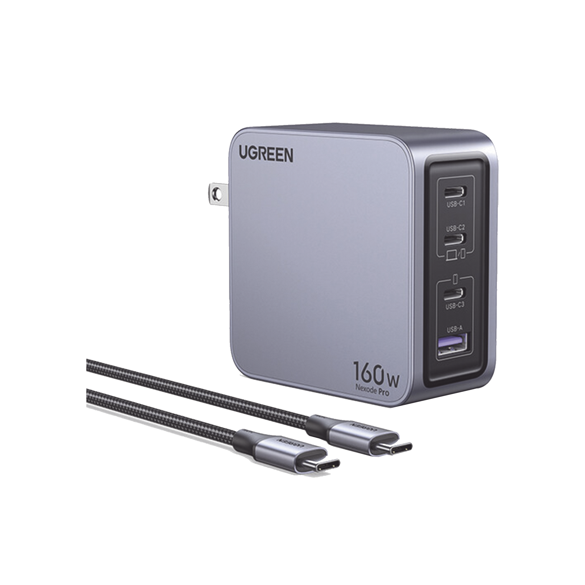 Cargador de 160W serie Nexode Pro | 4 Puertos de Carga Rápida | 3 USB-C | 1 USB-A | Tecnología GaNInfinity | PD3.1 de 140W / QC4.0 | Tecnología de Protección Térmica | Optimiza la Carga | Caja de Aluminio | Incluye Cable