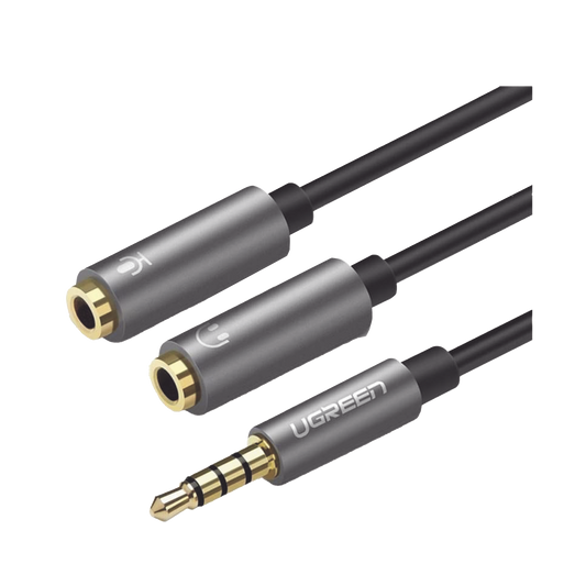 Cable Divisor en Y / De 3.5 mm Macho a Dos Salidas de 3.5 mm Hembra / CTIA, TRS / Núcleo de Cobre / TPE /  Longitud 20 cm / Ideal para Separar el Micrófono de los Auriculares