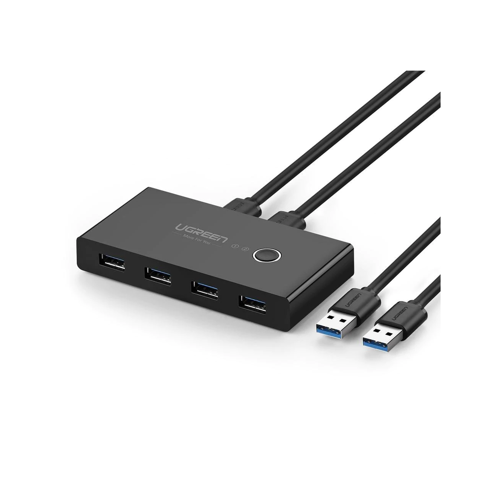 Conmutador USB para Compartir 4 Puertos USB 3.0 a 2 PC ?s | Cambio Mediante Botón | Incluye Dos Cables USB de 1.5 m | ABS | Permite que 2 Usuarios Compartan 4 Dispositivos Periféricos USB3.0, como una impresora, un escáner, etc.