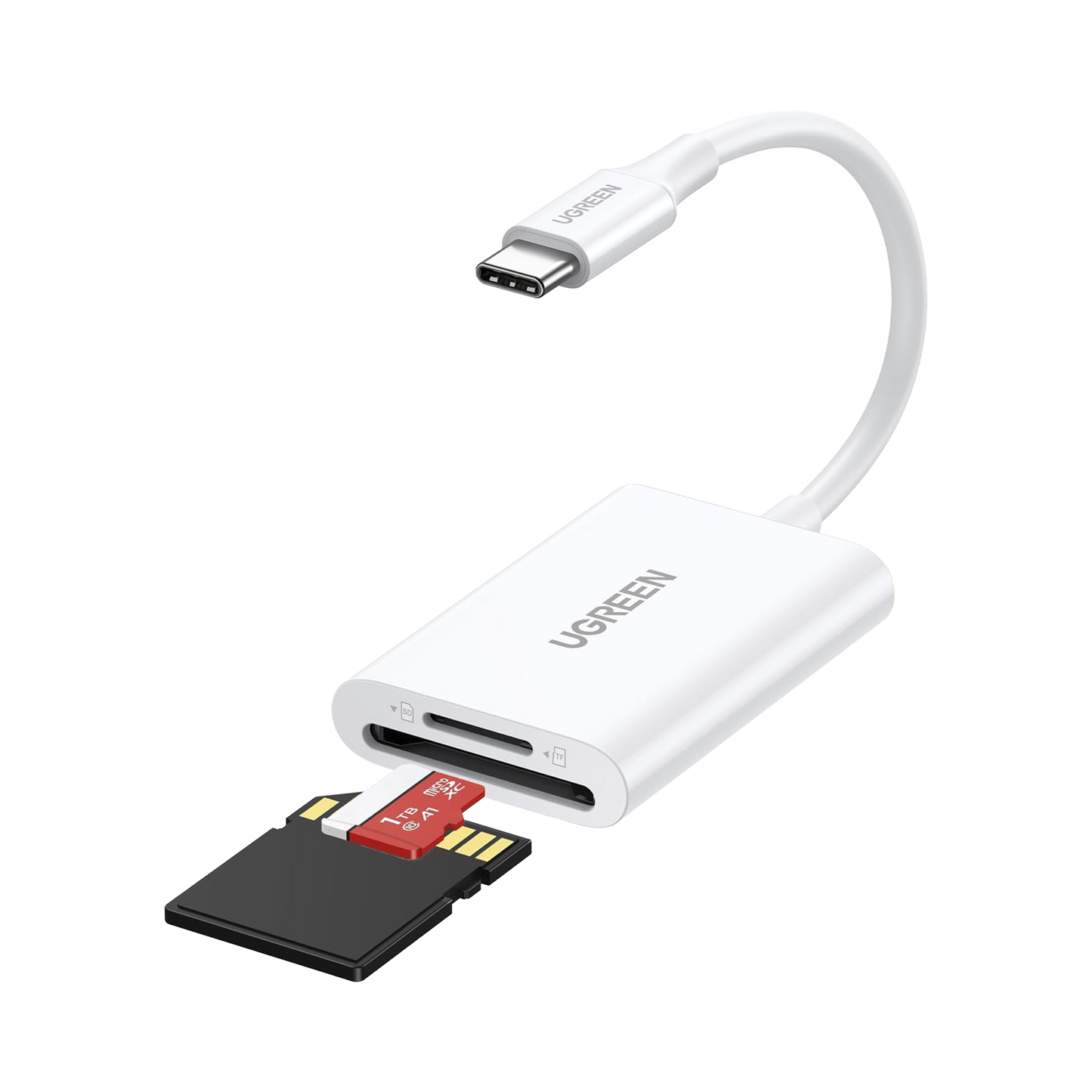 Lector de Tarjetas USB-C 3.1 | Soporta Micro-SD (TF) /SD | 5Gbps | 170 MB/s | OTG | Soporta hasta 2TB | Admite intercambio en Caliente | 2 tarjetas simultaneas | Soporta Windows/Mac OS/Linux | Color Blanco