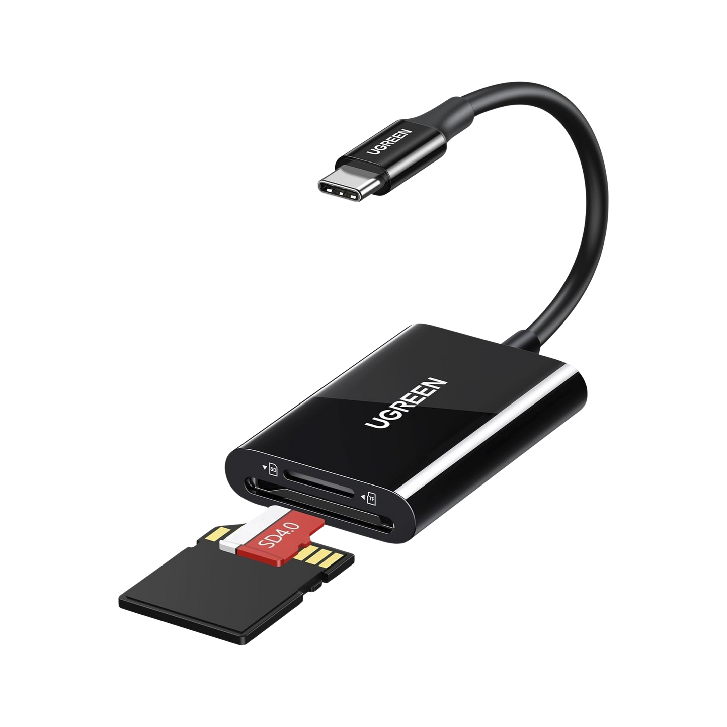 Lector de Tarjetas USB-C 3.1 | Soporta Micro-SD (TF) /SD | 5Gbps | 170 MB/s | OTG | Soporta hasta 2TB | Admite intercambio en Caliente | 2 tarjetas simultaneas | Soporta Windows/Mac OS/Linux | Color Negro.