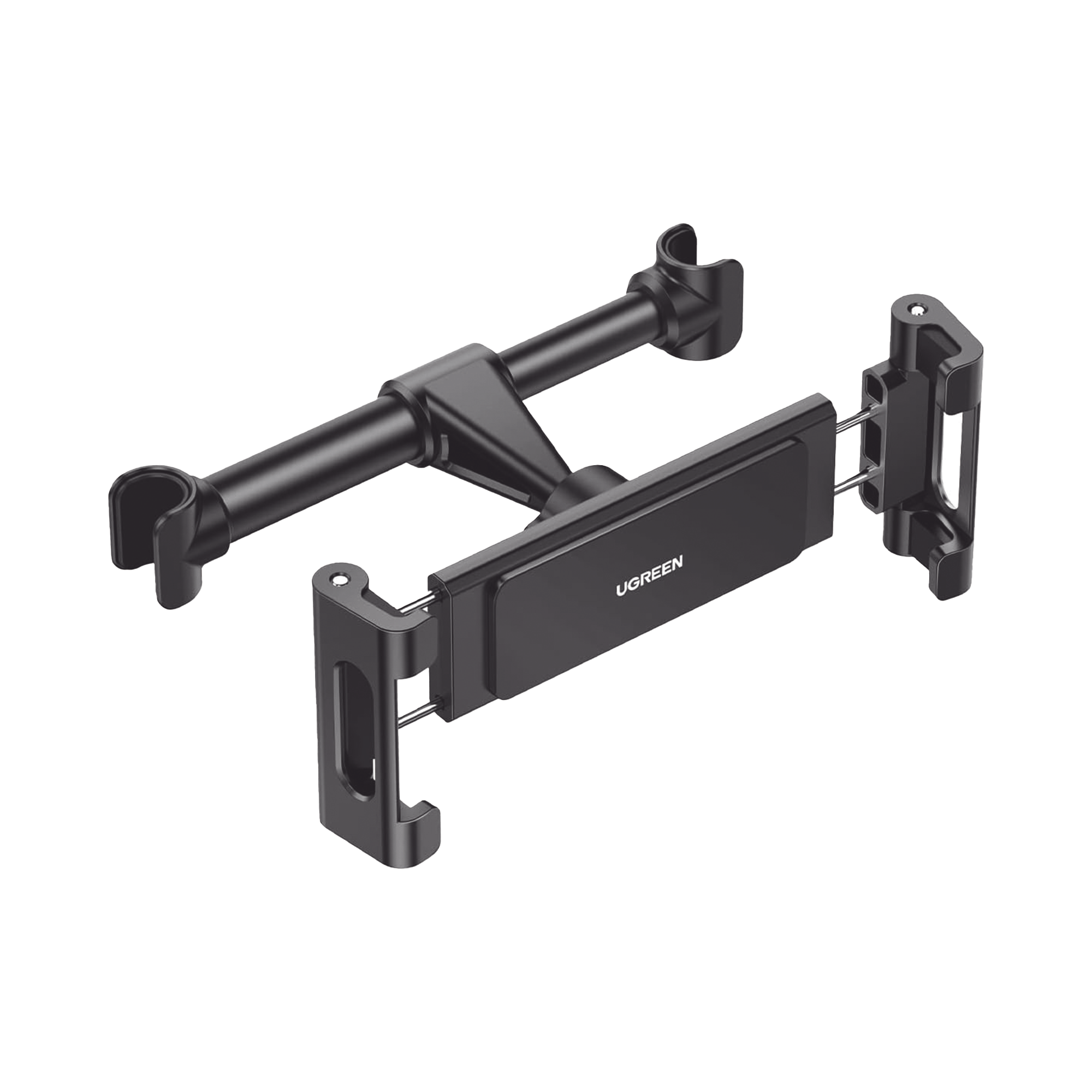 Soporte de Celular para Reposacabezas de automóvil / Compatibilidad con dispositivos de 4.7'' a 12.9'' / Ajustable de 101-144mm / Rotación de 360° / Goma Anti-Arañazos / Diseño Plegable / Anti Vibración / Aluminio +