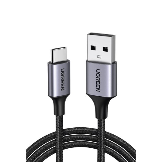 Cable USB-A a USB-C | 1 Metro | Transferencia de datos de 480 Mbps | Carga Rápida | QC 4.0/3.0/2.0 | FPC | AFC | Protección Integrada | Caja de Aluminio | Nylon Trenzado | Color Negro | 2 años de Garantía.