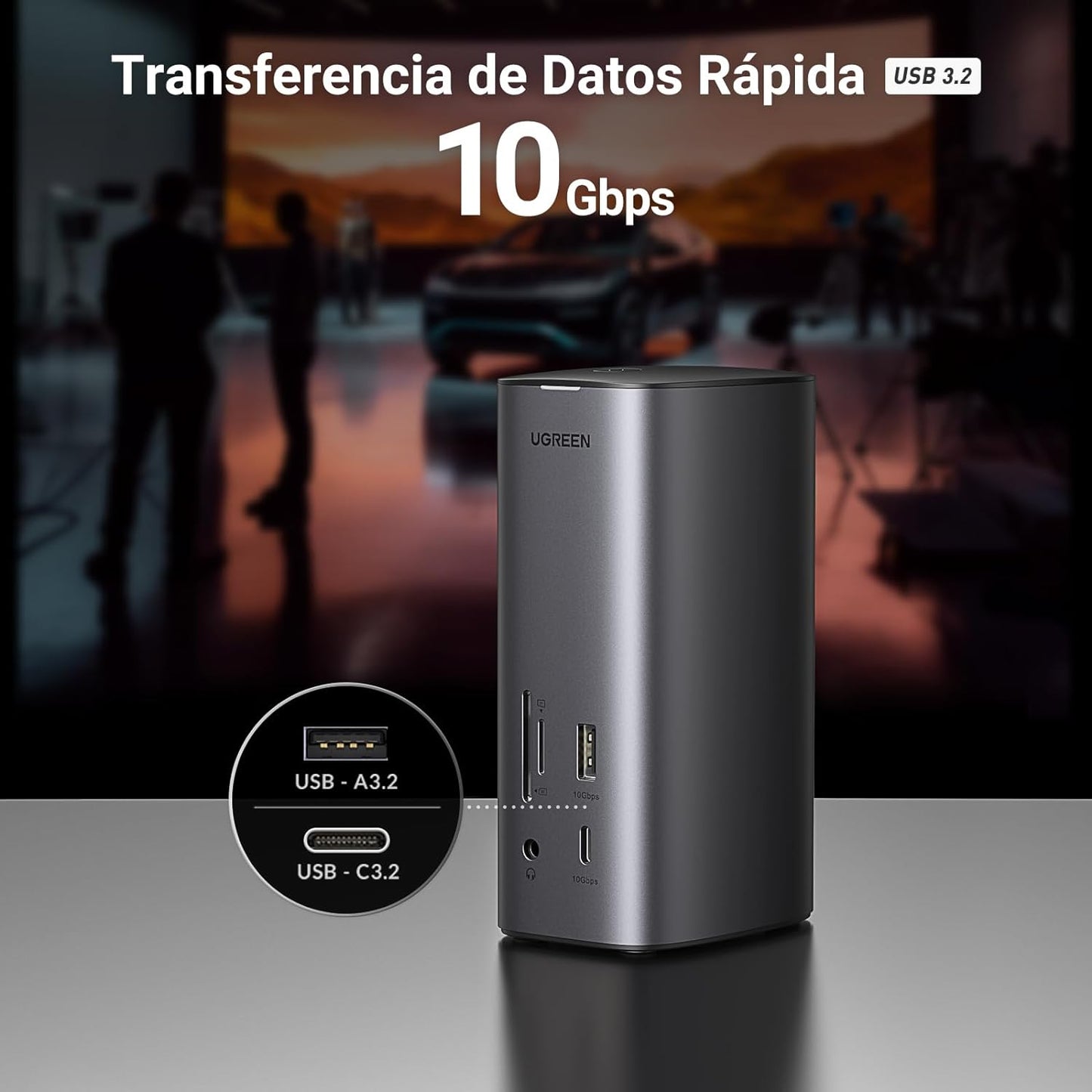 HUB USB-C (Docking Revodok Pro) 12 en 1 | 2 USB-A 3.0 | 1 USB-C PD Carga 100W | 1 USB-A 3.1 | 1 USB-C 3.1 | HDMI 4K | HDMI 8K Ultra HD | Display Port 4K | RJ45 (Gigabit) | Lector Tarjeta SD + Micro SD (TF) | Jack Audio 3.5mm.