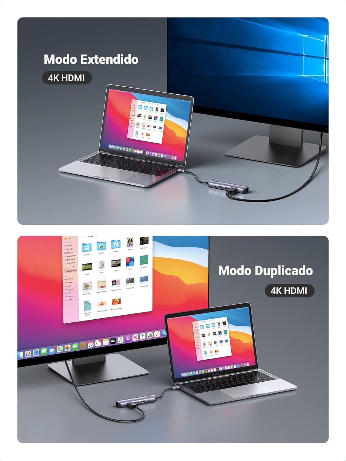 HUB USB-C (Docking Station) 5 en 1 | Ultra Delgado | 2 USB-A 3.1 a (5 Gbps) | HDMI 4K@60Hz | RJ45 (Gigabit Ethernet) | USB-C PD Carga Rápida 100W | Soporta OTG | Chips Inteligentes | Pequeño y Ligero | Caja de Aluminio.