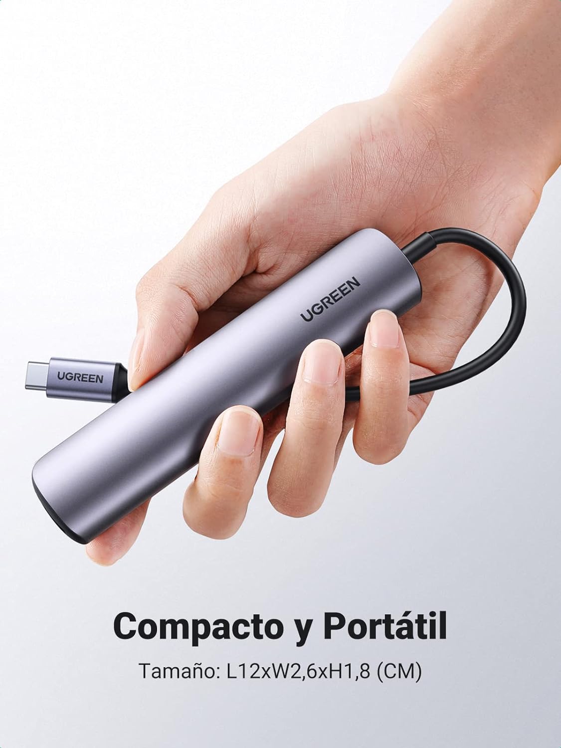 HUB USB-C (Docking Station) 5 en 1 | Ultra Delgado | 2 USB-A 3.1 a (5 Gbps) | HDMI 4K@60Hz | RJ45 (Gigabit Ethernet) | USB-C PD Carga Rápida 100W | Soporta OTG | Chips Inteligentes | Pequeño y Ligero | Caja de Aluminio.