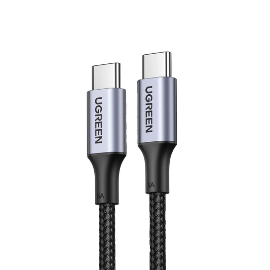 Cable USB-C a USB-C | 2 Metros | Carga Rápida de hasta 100W | Transferencia de datos 480 Mbps | PD3.0 | QC4.0/3.0/2.0 | FPC | AFC | Protección Integrada| Caja de Aluminio | Nylon Trenzado | Amplia Compatibilidad | Color Negro.