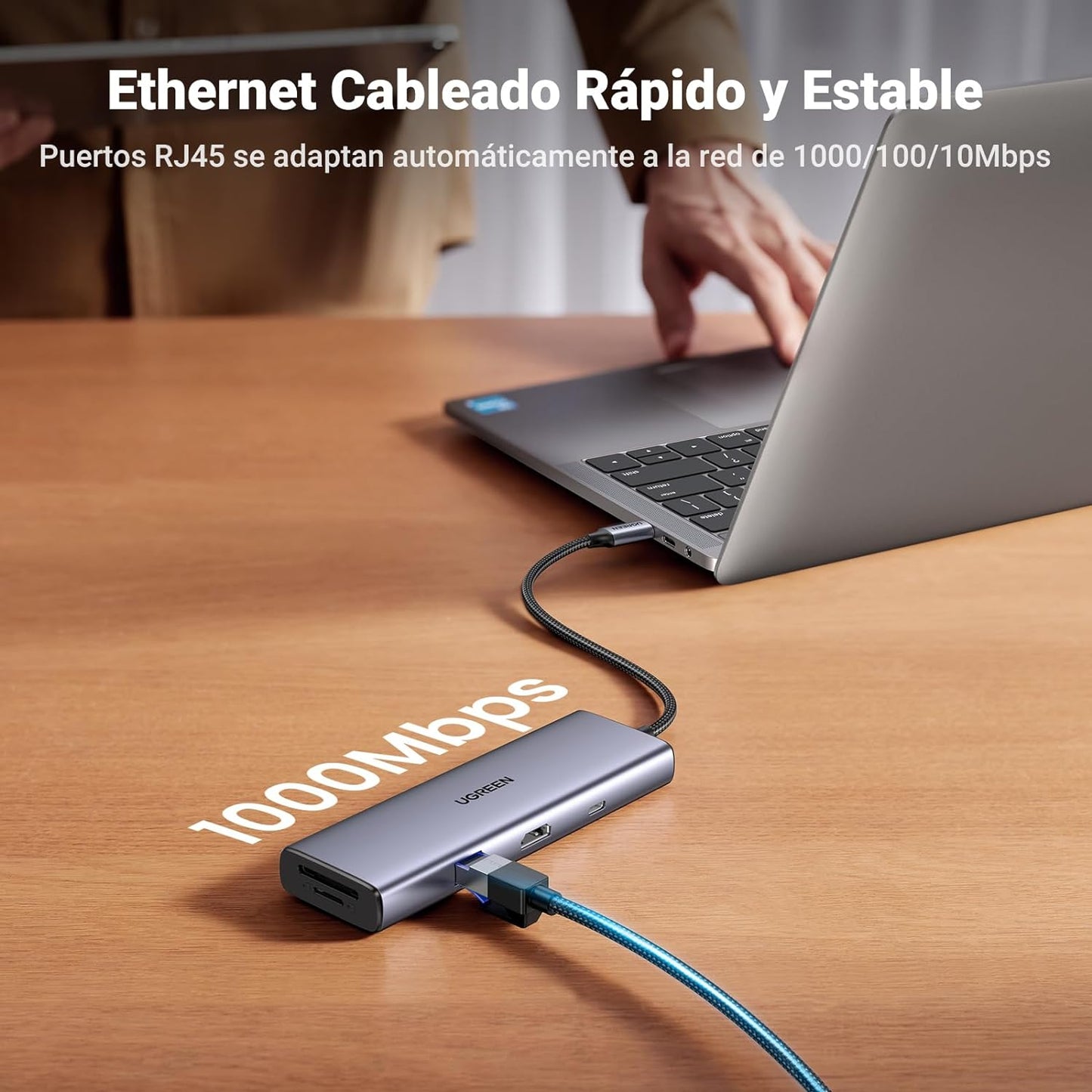 HUB USB-C (Docking Revodok) 9 en 1 | 2 USB-A 3.0 (5Gbps) | 2 USB-C (5Gbps) | USB-C PD Carga 100W | HDMI 4K@60Hz | RJ45 (Gigabit Ethernet) | Lector Tarjetas SD + Micro SD (TF) Simultáneo | Chip de Última Generación | Caja de Aluminio.