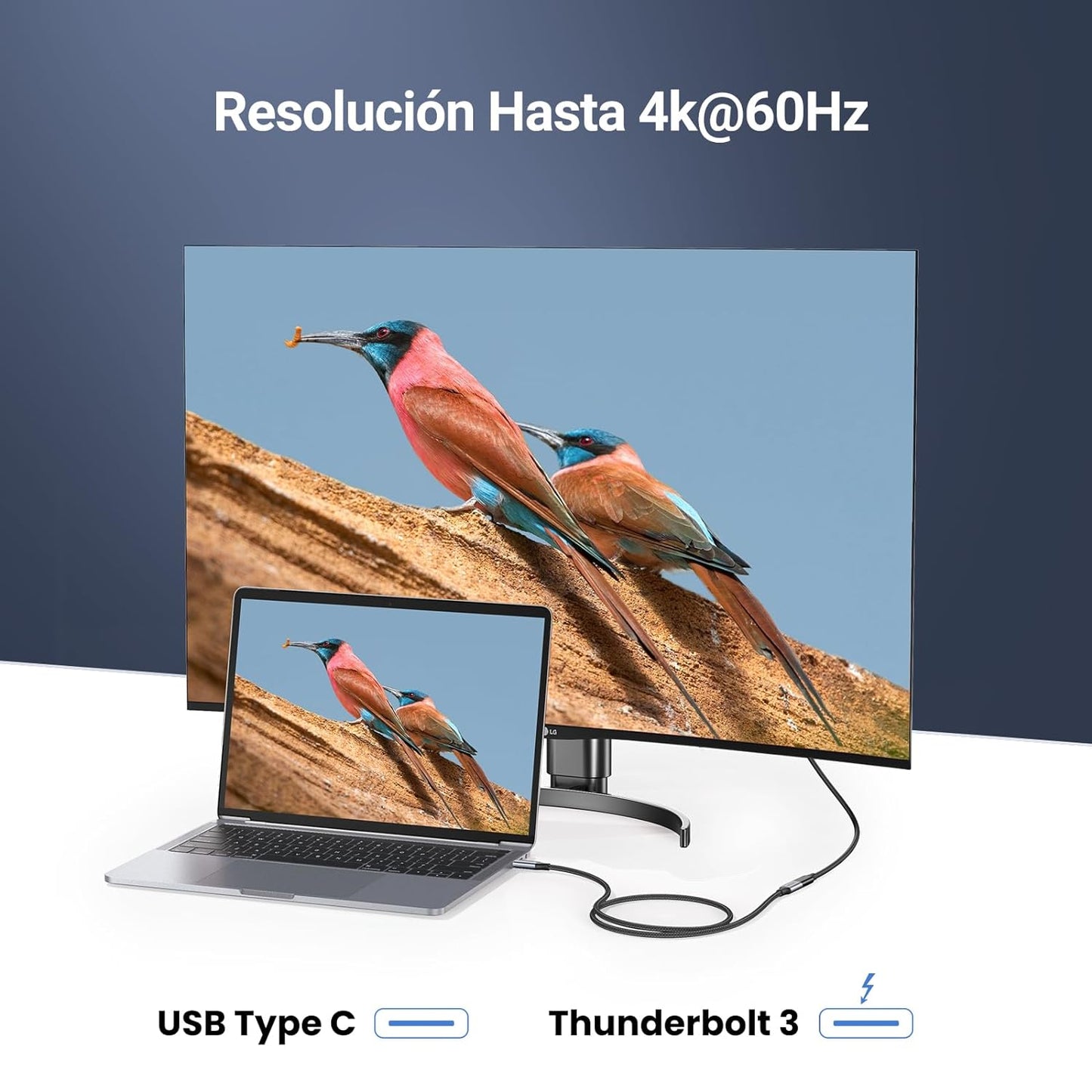 Cable USB-C Macho a USB-C Hembra | 1metro | USB-C 3.1 Gen 2 | Compatible con Thunderbolt 3 | Carcasa de Aluminio | Nylon Trenzado |  Transferencia de Datos 10 Gbps | Soporta hasta 100W para Carga Rápida.