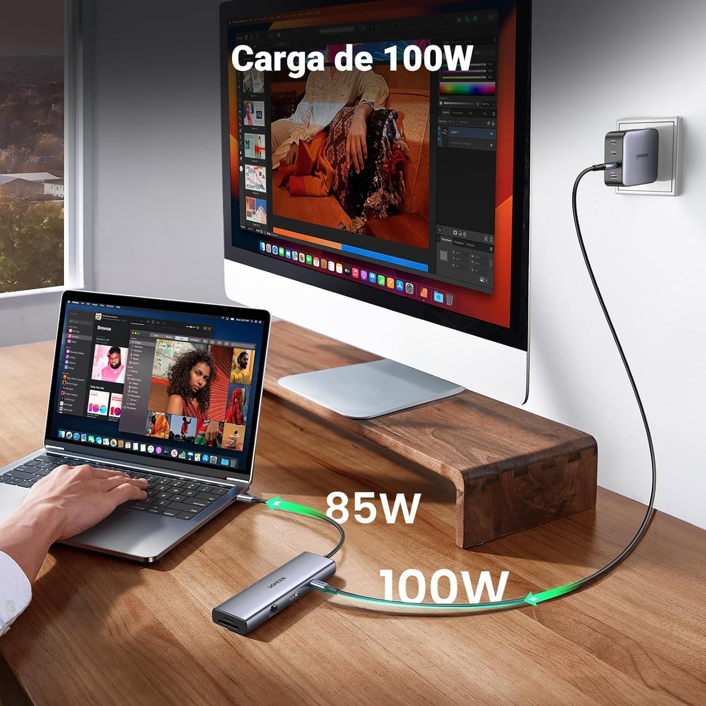 HUB USB-C (Docking Revodok) 9 en 1 | 2 USB-A 3.0 (5Gbps) | 2 USB-C (5Gbps) | USB-C PD Carga 100W | HDMI 4K@60Hz | RJ45 (Gigabit Ethernet) | Lector Tarjetas SD + Micro SD (TF) Simultáneo | Chip de Última Generación | Caja de Aluminio.