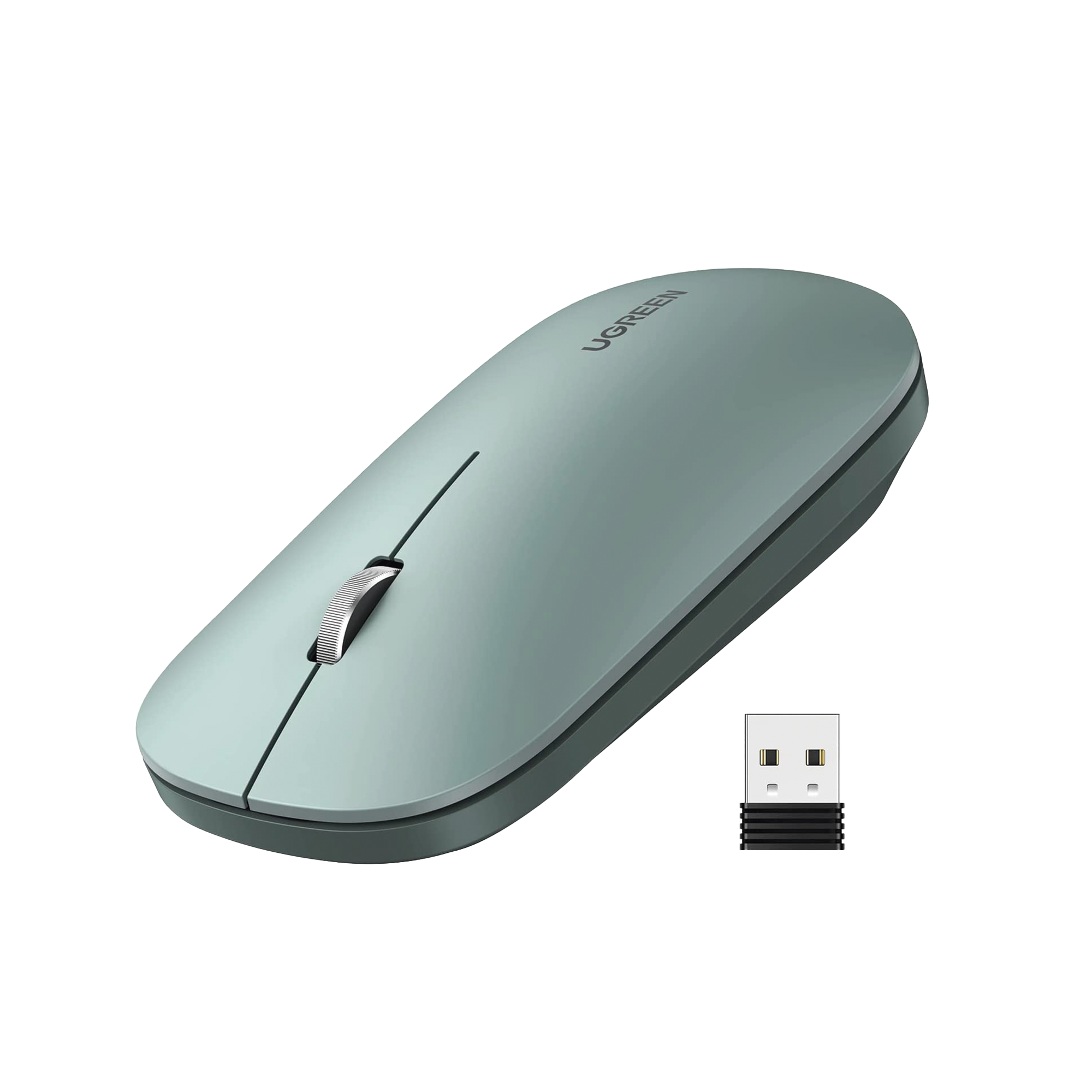 Mouse inalámbrico 2.4 GHz | Ultra Delgado y Silencioso | DPI 1000/1600/2000/4000 (Ajustable)  | Alcance 10m | Scroll de Aluminio | Adaptable a diferentes superficies | Diseño suave al tacto | Contiene Receptor USB | Color Verde