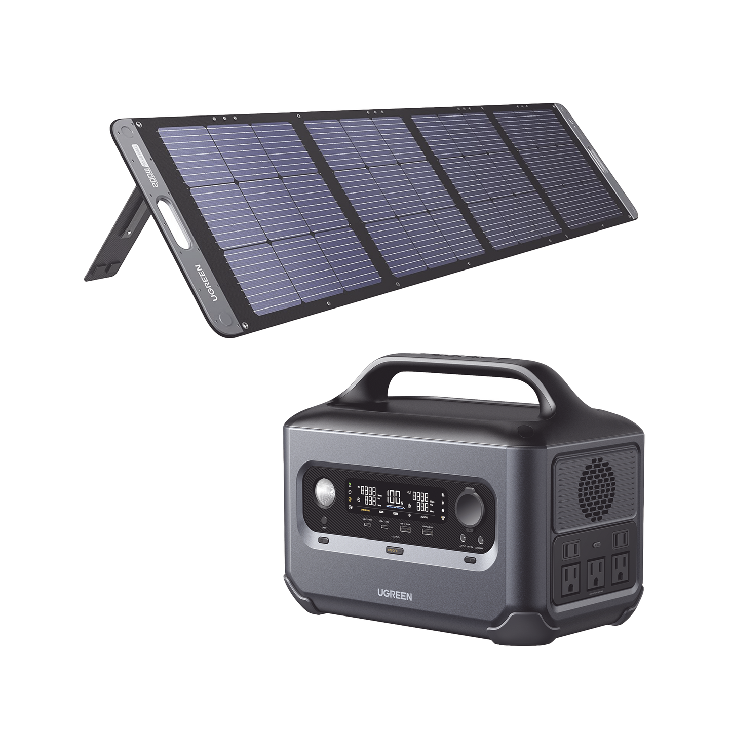 Kit de Estación de Energía Portátil 600W (680Wh) + Panel Solar Plegable de 100W.